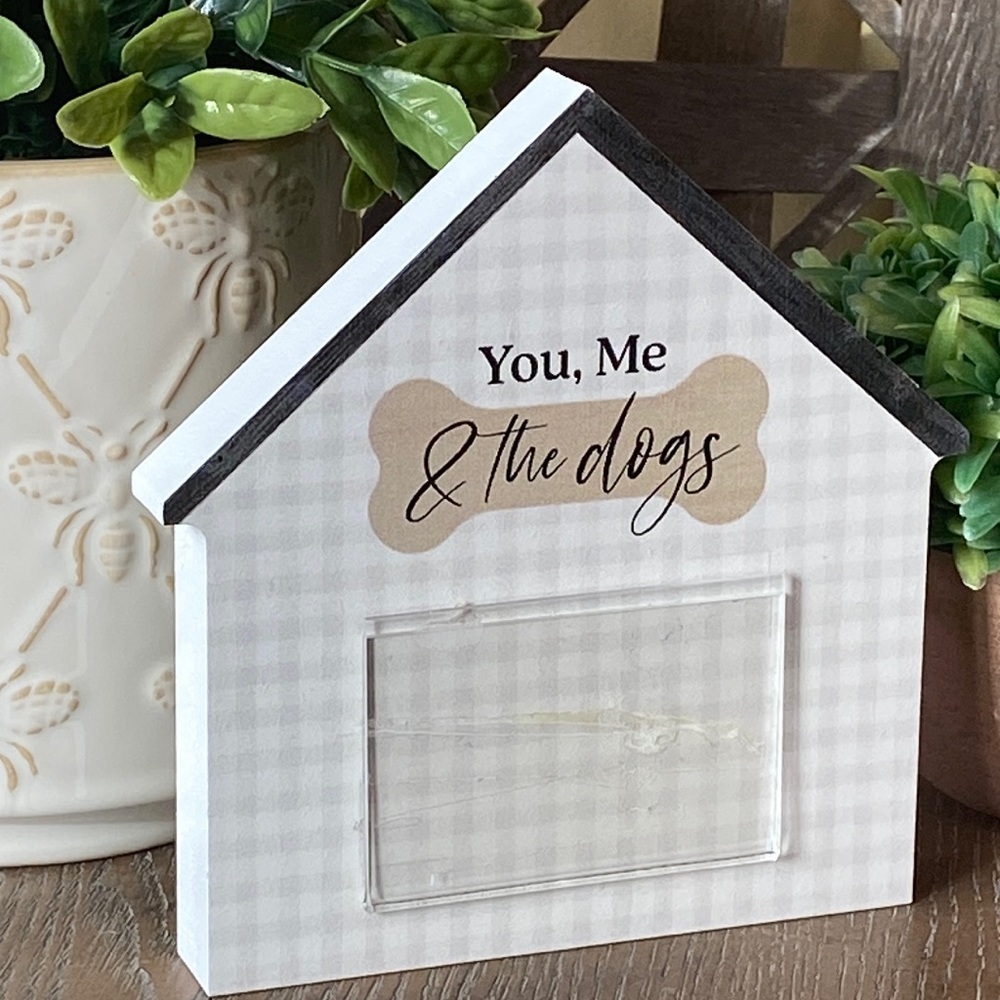NEW! Bohemian Cottage Wood Dog House Pet Sign Picture Photo Frame